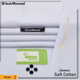 White Soft Cotton Men’s Unstitched Suit