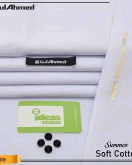 White Soft Cotton Men’s Unstitched Suit