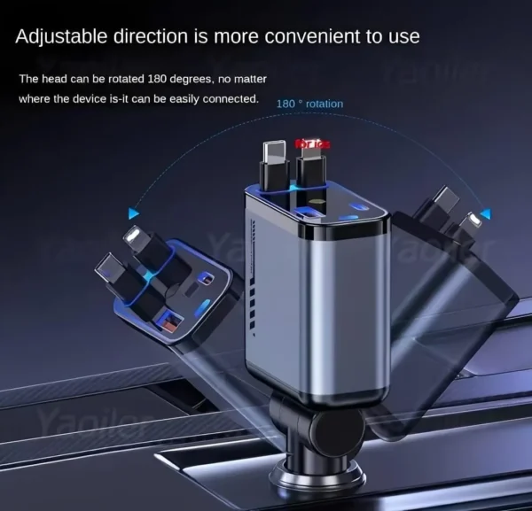 180-degree Adjustable Car Charger - 20W Fast Charging Metal