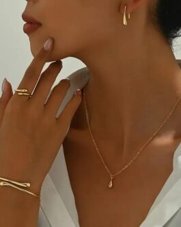 18K Gold Plated Vintage Jewelry Set for Women 4 Pcs