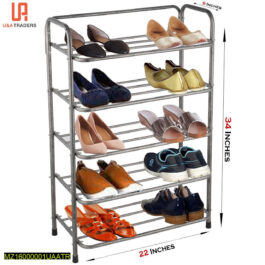 5 Tier Shoe Rack Organizer Stainless Steel Silver Black 34″ H