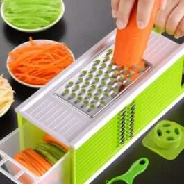 5-in-1 Grater with Storage | Green Manual Vegetable Slicer