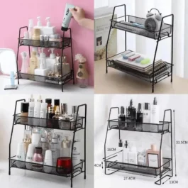 Two-Tiered Makeup & Skincare Storage Rack Black Iron
