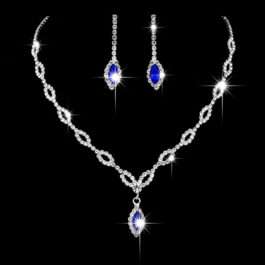 Blue Diamond Necklace & Earrings Set for Pakistani Women
