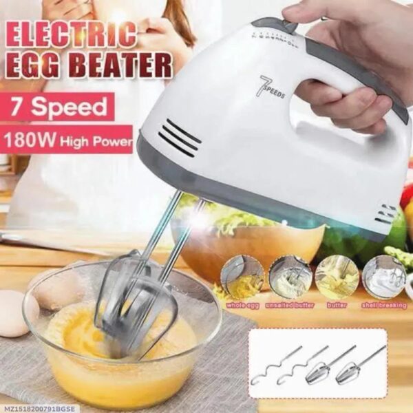 Electric Egg Blender 7 Speed 180W Stainless Steel Hand Blender for Kitchen