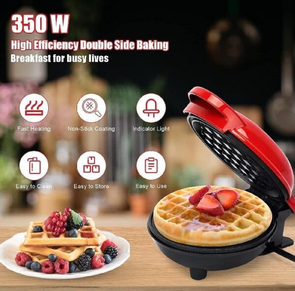 Electric Waffle Maker Red 350W Compact –