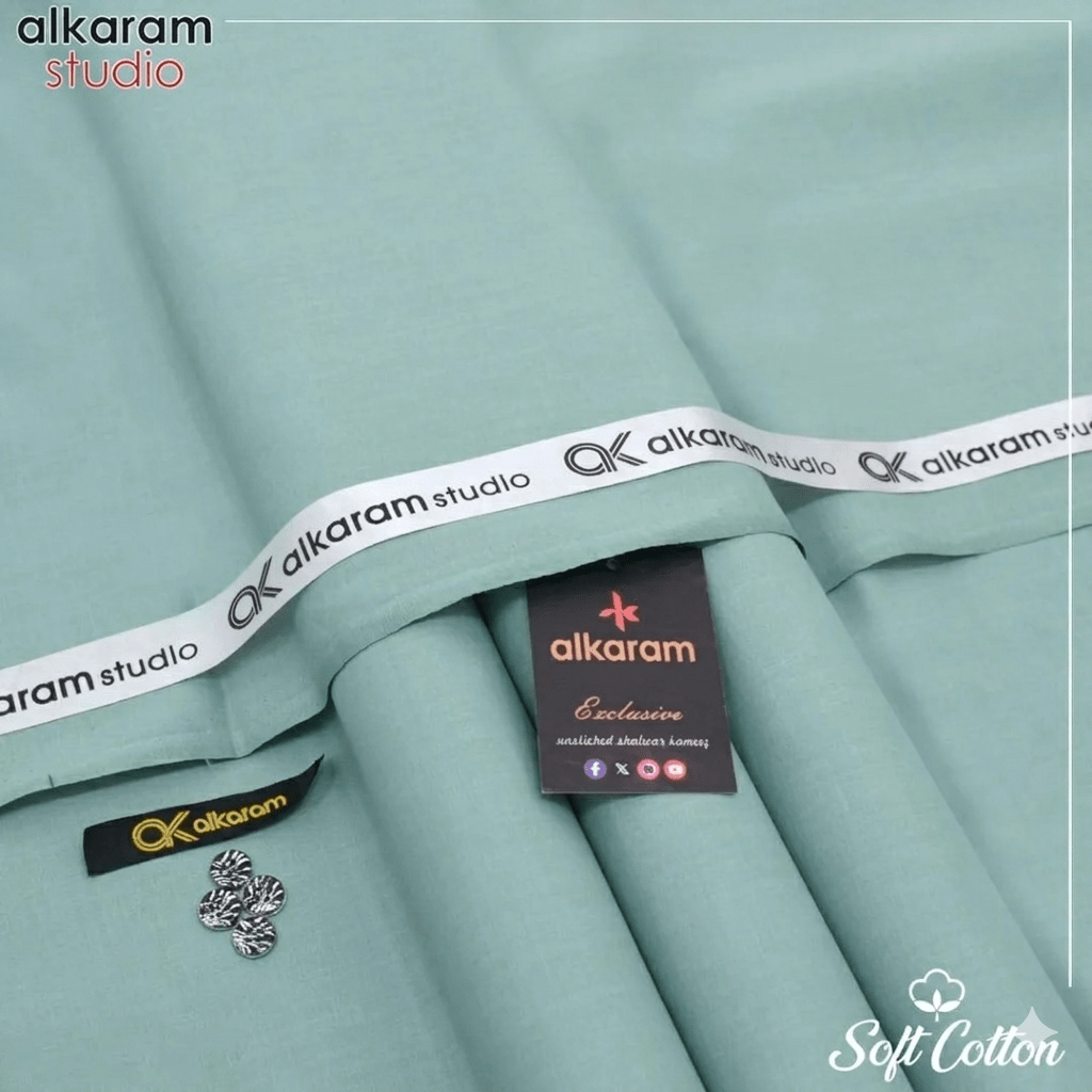 Soft Cotton Turquoise Suit - Unstitched Alkaram Summer Wear