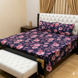 Blue Floral Cotton Bedsheet – Crystal Cotton Double Bed Set