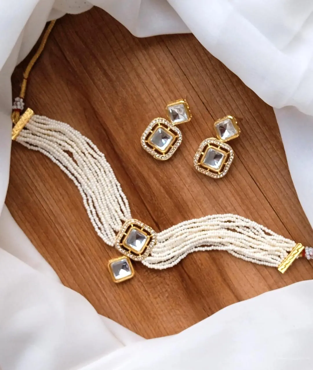 Gold Plated Kundan Choker Set for Bridesmaids | Jewelry - Image 2