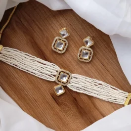 Gold Plated Kundan Choker Set for Bridesmaids | Jewelry