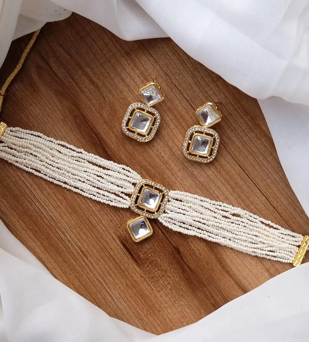 Gold Plated Kundan Choker Set for Bridesmaids | Jewelry