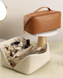 Leather Makeup Pouch for Organized Storage – Waterproof Cosmetic Bag