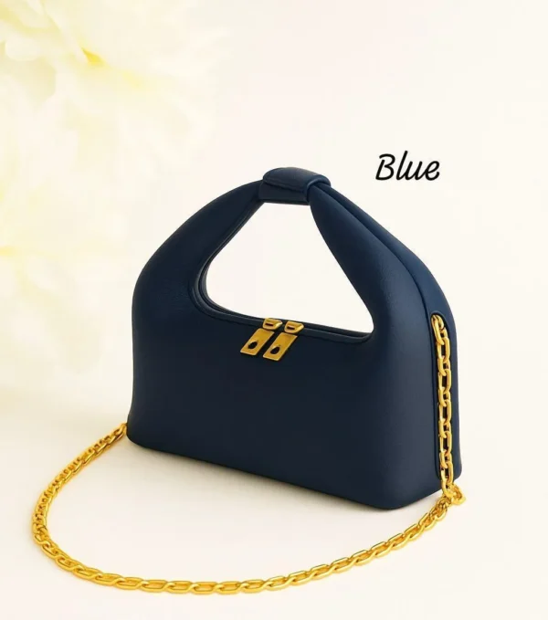 Leather Plain Shoulder Bag - Premium Blue Women's Collection