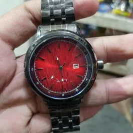 Red Lazer Sunburst Quartz Watch for Men