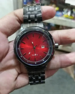 Red Lazer Sunburst Quartz Watch for Men