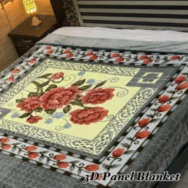 3D Panel Blanket Floral Red Rose – Luxury Embossed Fleece