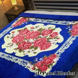 3D Blue Floral Blanket – Luxury Embossed Double Bed Fleece