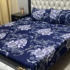 Blue Floral Cotton Bedsheet – Crystal Cotton Double Bed Set