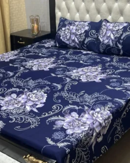 Blue Floral Cotton Bedsheet – Crystal Cotton Double Bed Set