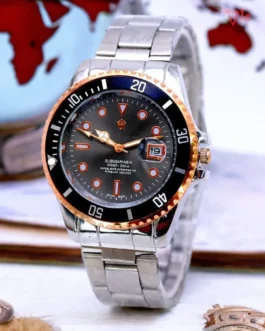 Men’s Stainless Steel Date Watch with Rose Gold Dial