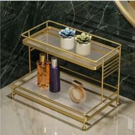 Metal Makeup Organizer Rack for Cosmetics Storage – Durable Vanity Storage Shelf