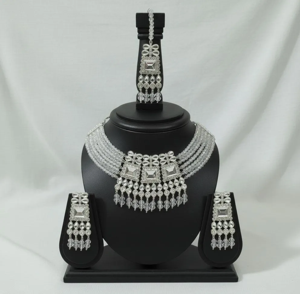 Stunning Multi-Strand Choker Set with Crystal Accents | Jewelry - Image 2