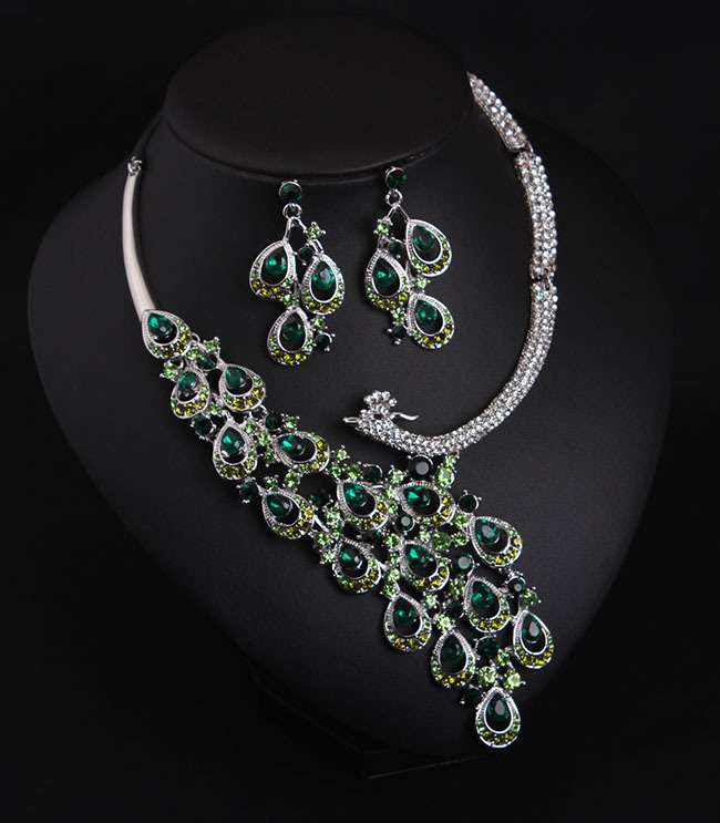 Peacock Crystal Jewelry Set for Women in Pakistan - Image 2