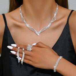 Rhinestone Bridal Jewelry Set in Pakistan | 3-Piece Set