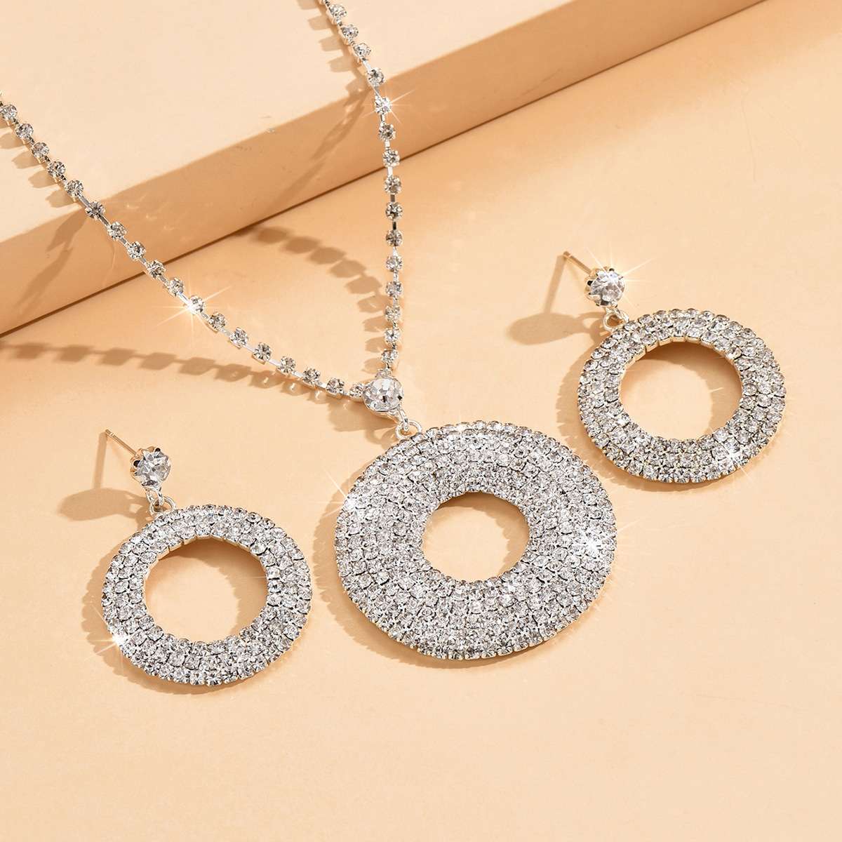 Silver Pendant Earrings Set with Diamonds in Pakistan - Image 5