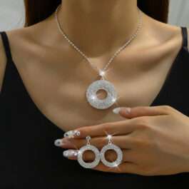 Silver Pendant Earrings Set with Diamonds in Pakistan