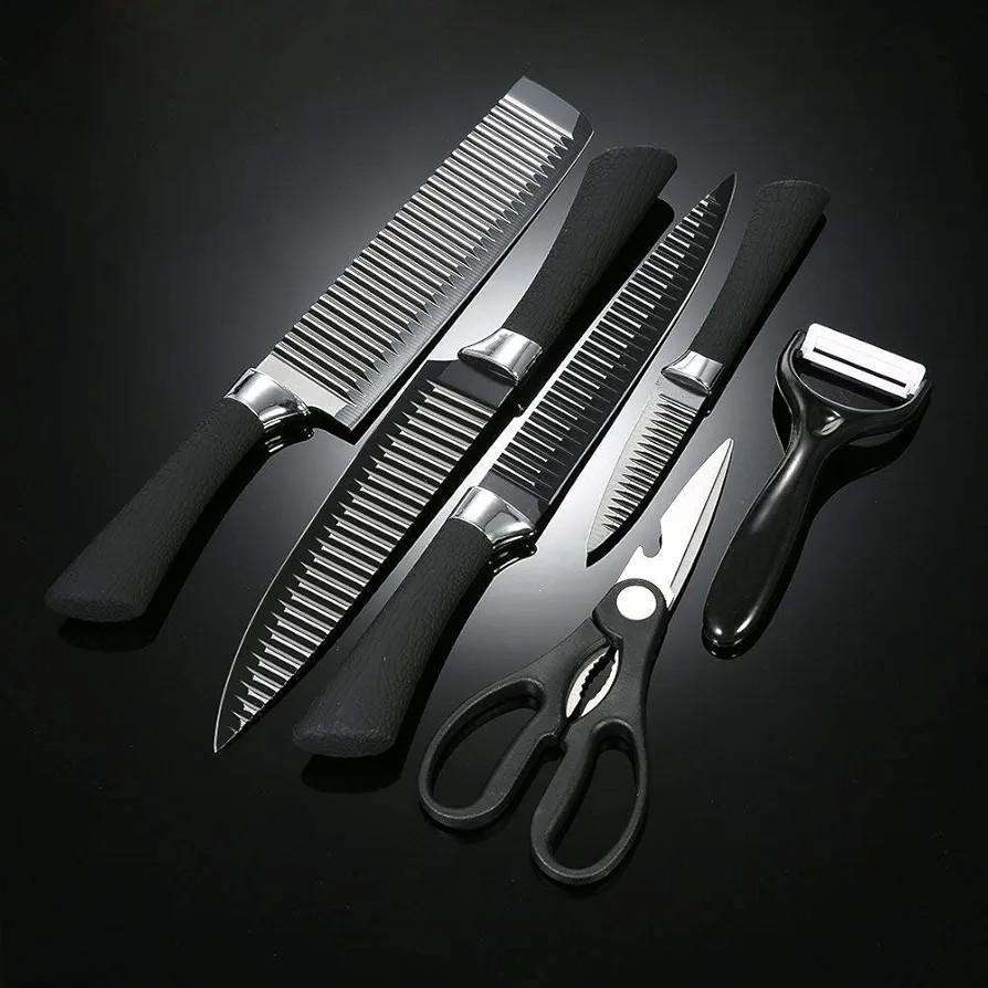 6-Piece Stainless Steel Chef Knife Set | Professional Black Handles - Image 6