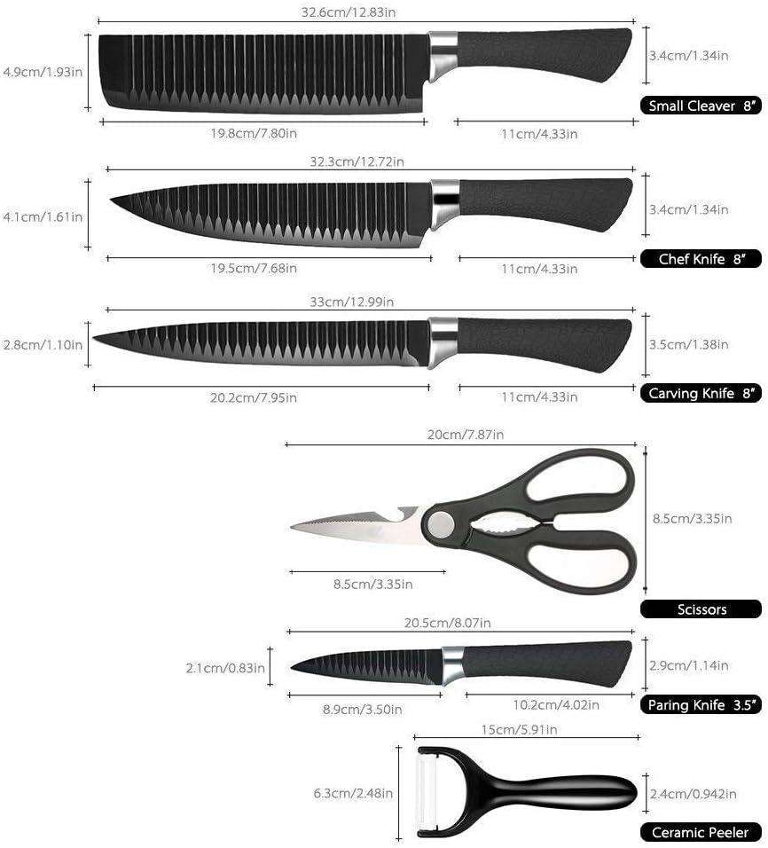 6-Piece Stainless Steel Chef Knife Set | Professional Black Handles - Image 5