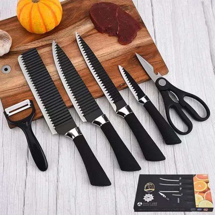 6-Piece Stainless Steel Chef Knife Set | Professional Black Handles - Image 4