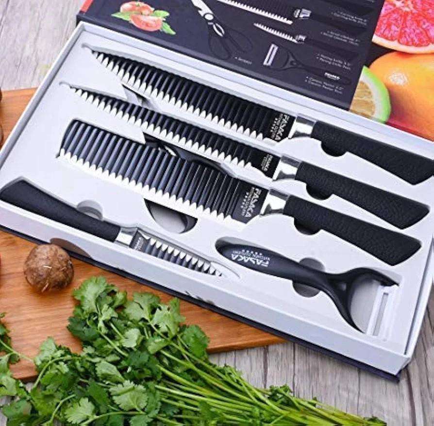 6-Piece Stainless Steel Chef Knife Set | Professional Black Handles - Image 7