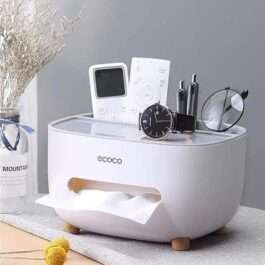 White Tissue Box Organizer for Home, Office & Car | Premium ABS