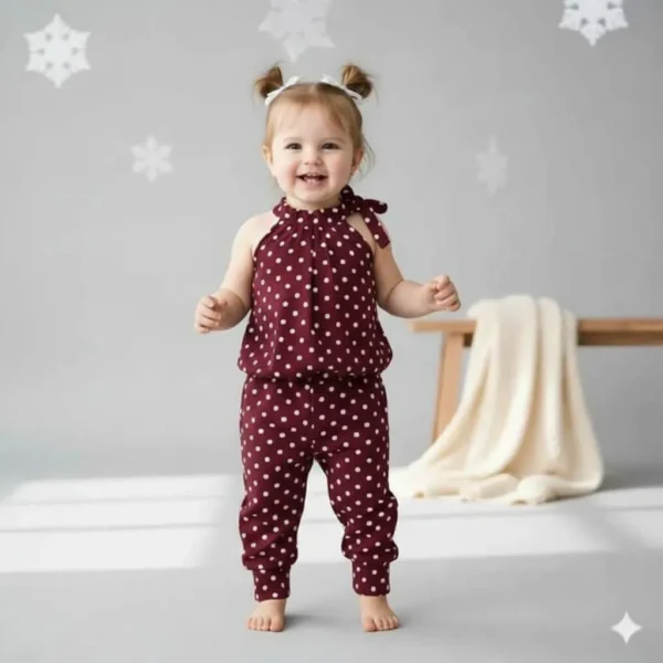 Toddler Polka Dot Pajama Set Maroon Cotton