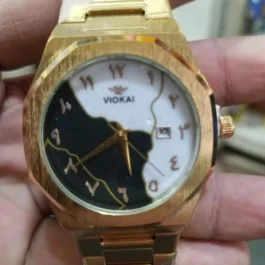 VioKAI Gold Quartz Watch with Black White Dial
