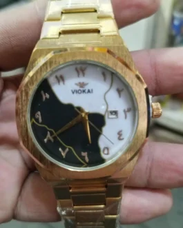 VioKAI Gold Quartz Watch with Black White Dial