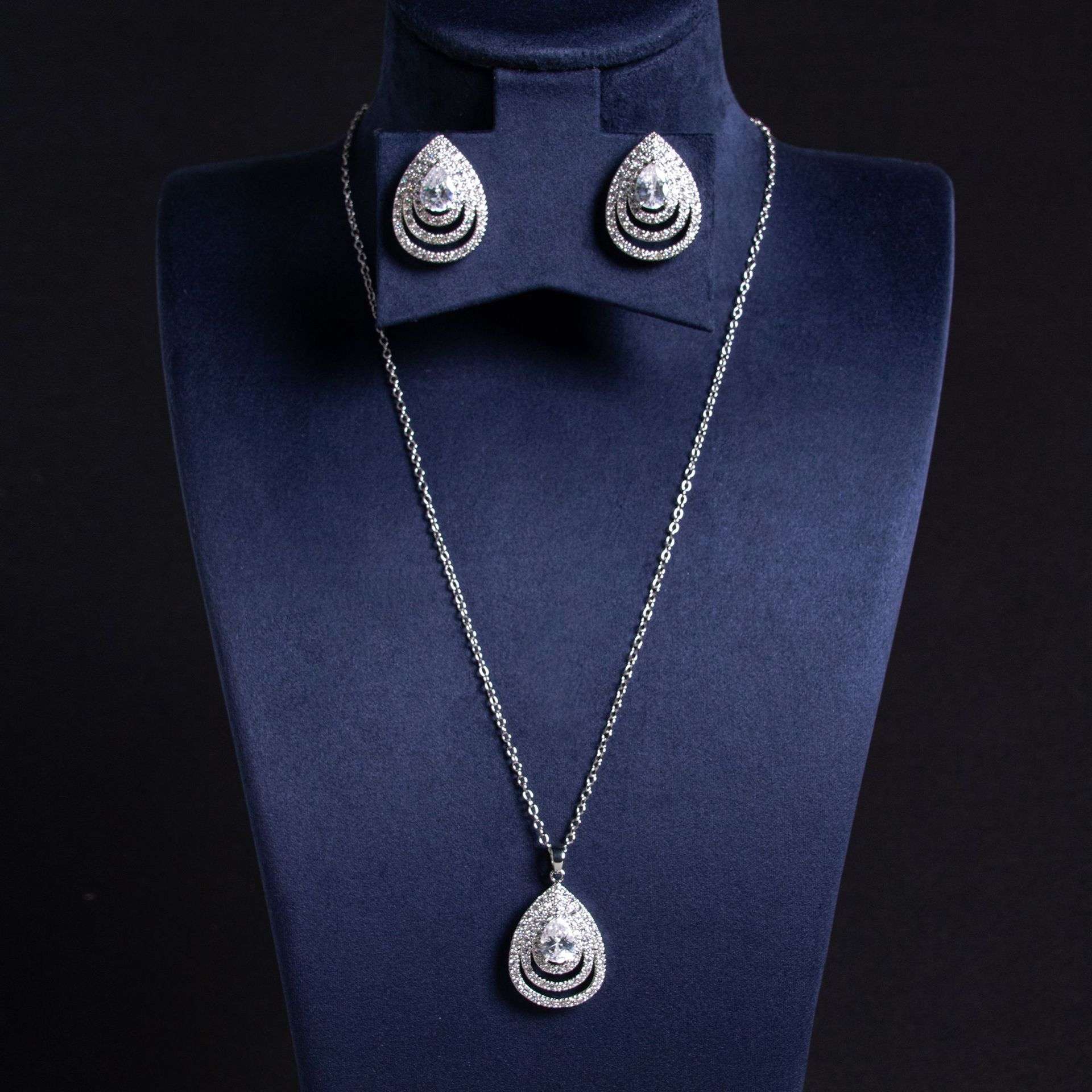 Water Drop Earrings Necklace Set for Women | Multi-Layer Jewelry - Image 5