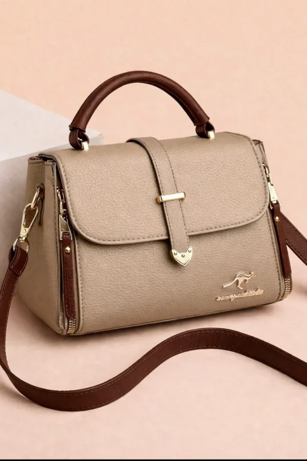 Rexine Plain Shoulder Bag - Elegant Beige Women's Bag