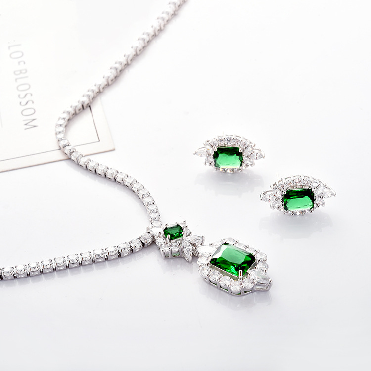 Zircon Necklace & Earrings Set - Image 3