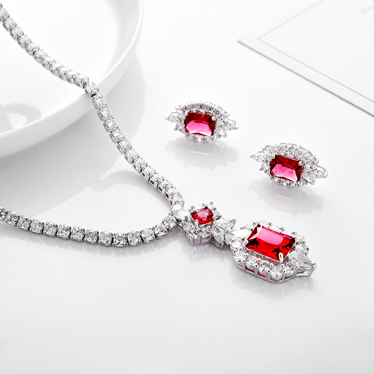 Zircon Necklace & Earrings Set - Image 4