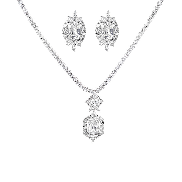 Zircon Necklace & Earrings Set - Image 5