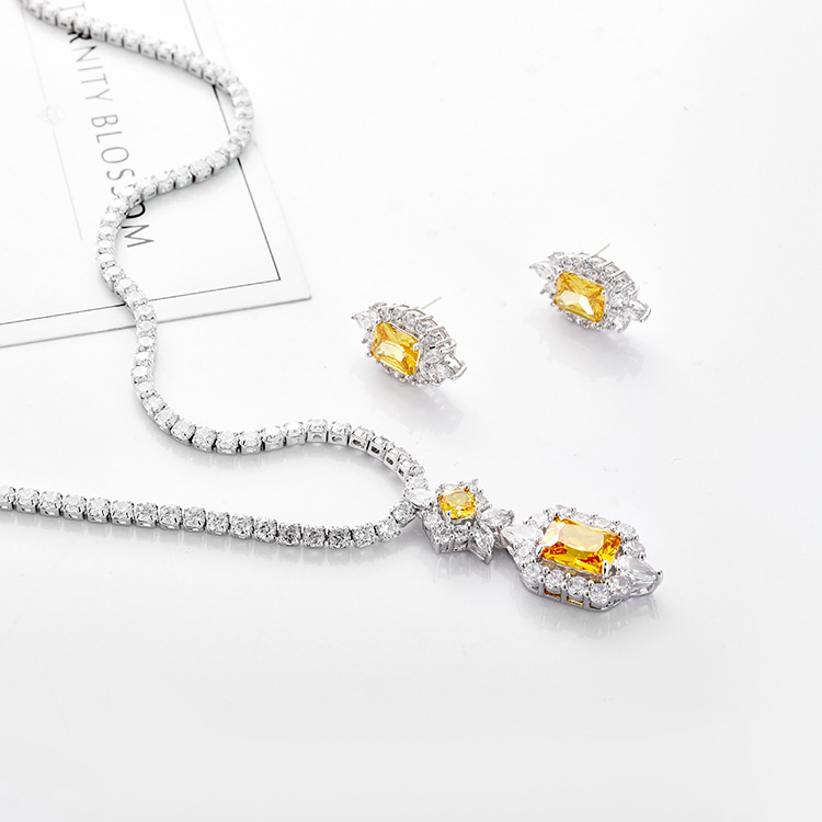 Zircon Necklace & Earrings Set - Image 6