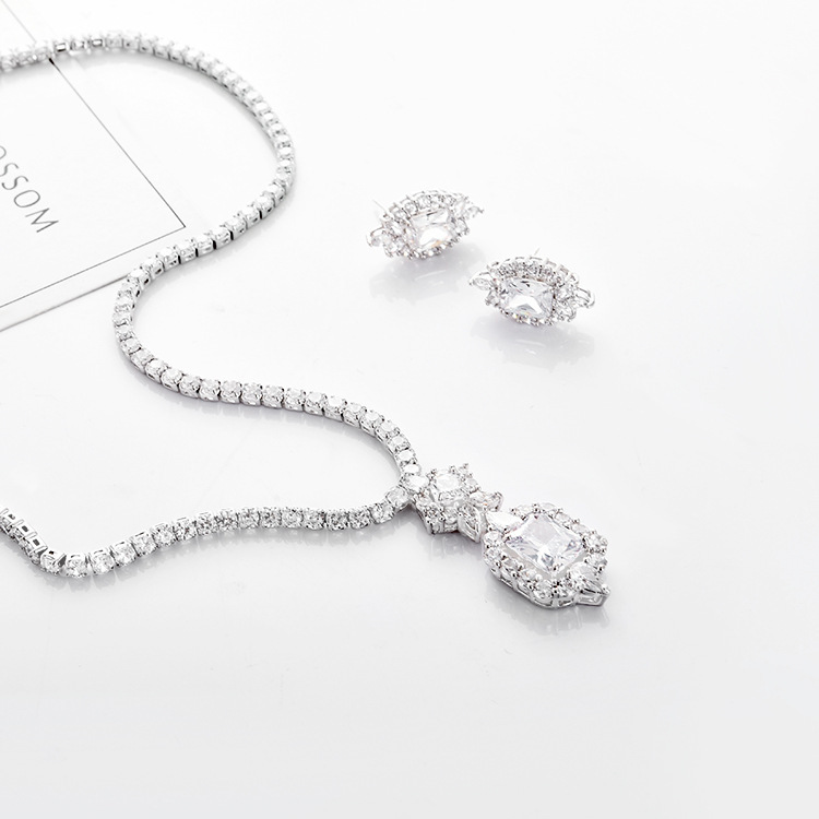 Zircon Necklace & Earrings Set - Image 9