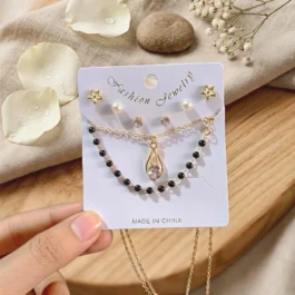 Golden Pendant & Necklace Set for Women