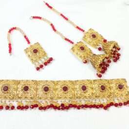 Maroon 4-Piece Choker Set for Weddings & Parties