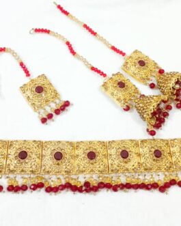 Maroon 4-Piece Choker Set for Weddings & Parties