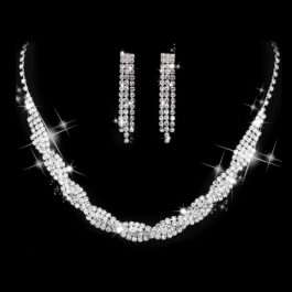 Rhinestone Necklace & Earrings Set for Weddings