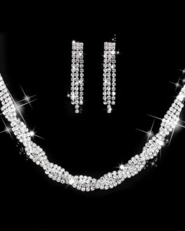 Rhinestone Necklace & Earrings Set for Weddings